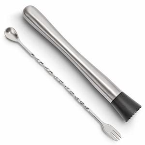 Hiware 10 Inch Stainless Steel Cocktail Muddler And Mixing Spoon Home Bar Tool Set
