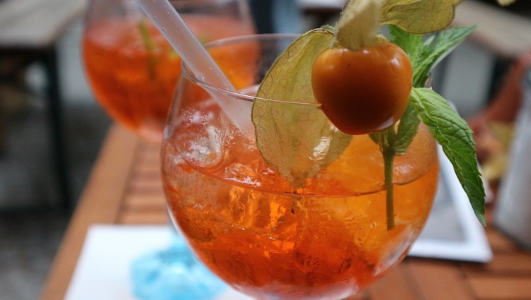 Aperol Spritz Cocktail with Gooseberries and Mint